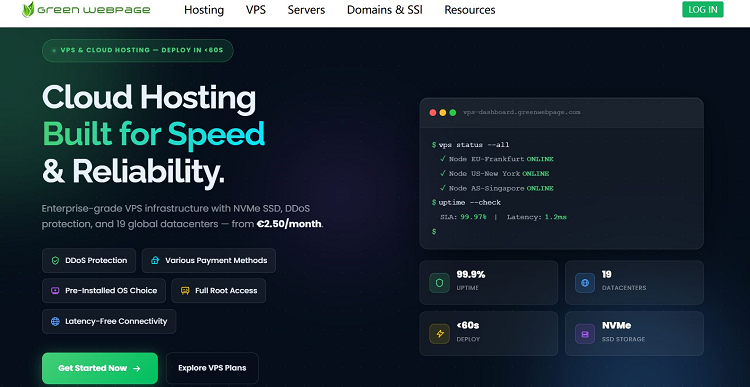 【GreenWebPage特惠】€14.99/年起享欧亚VPS:香港/日本/英美荷德机房,1Gbps@1TB流量